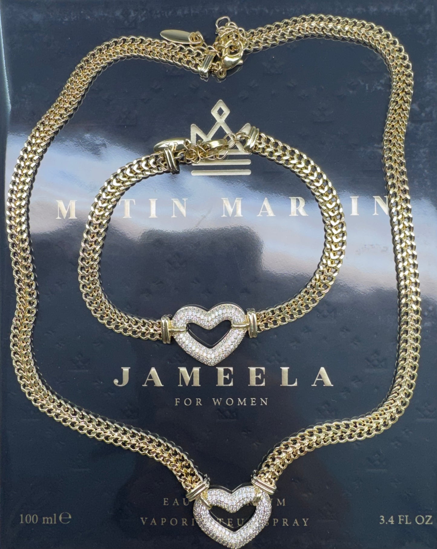 Set Cadena + Pulsera Corazón 14K
