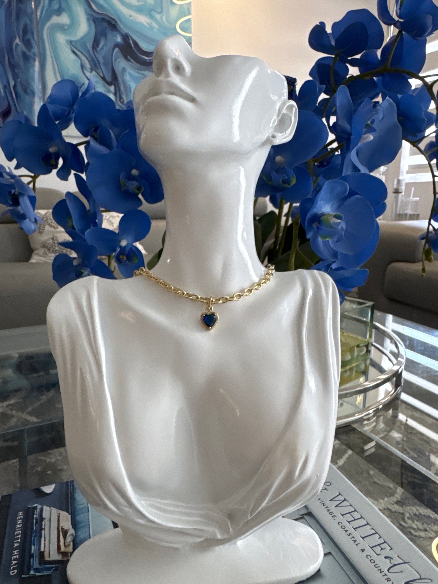 💙 Collar de Corazón Azul en Oro Laminado 14K 💙