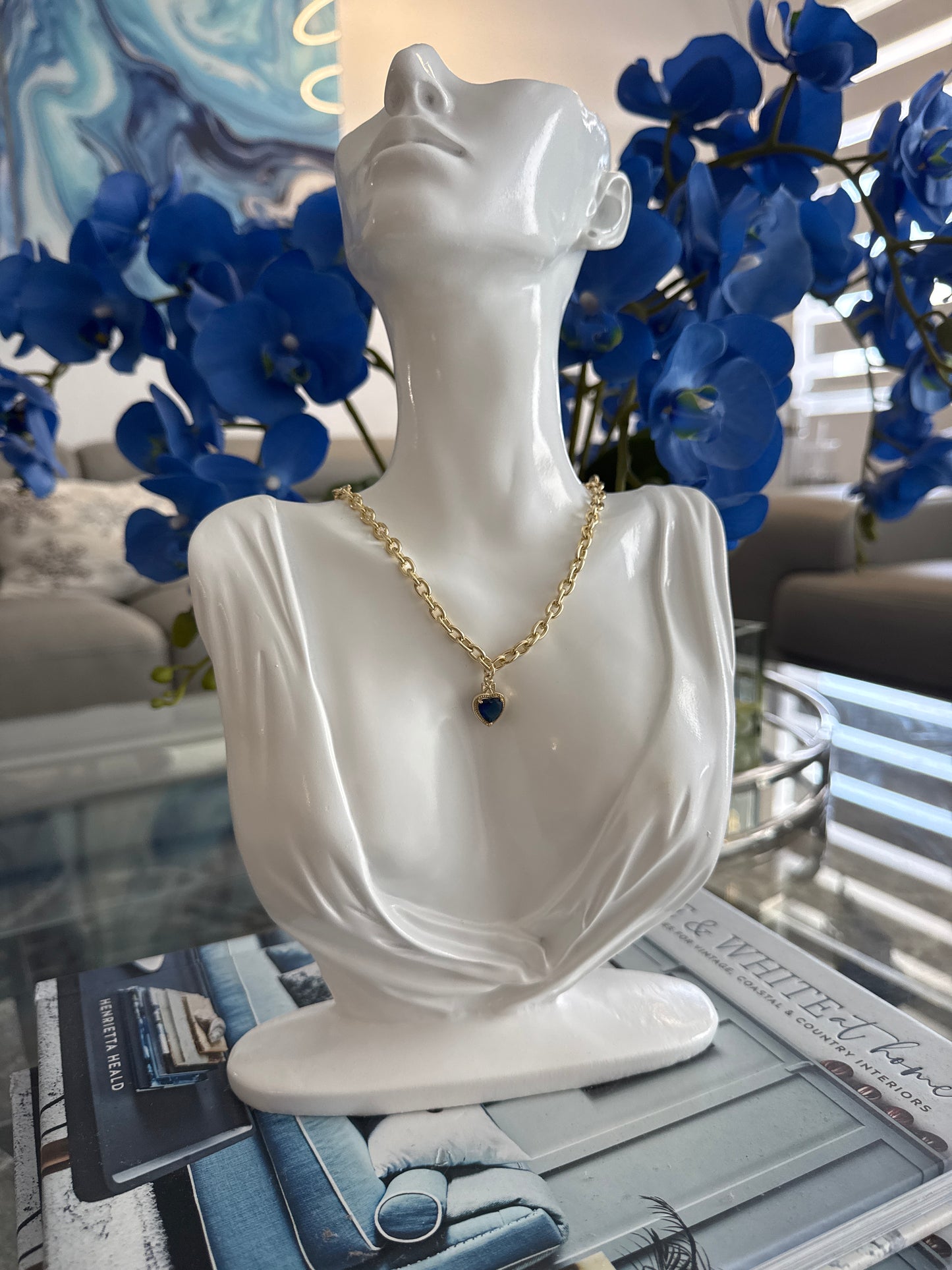 💙 Collar de Corazón Azul en Oro Laminado 14K 💙