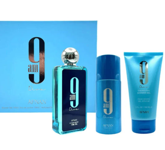 AFNAN 9AM DIVE 3PCSET U 3.4 EDP spray / 5.0 S.GEL / 5.0 DEO