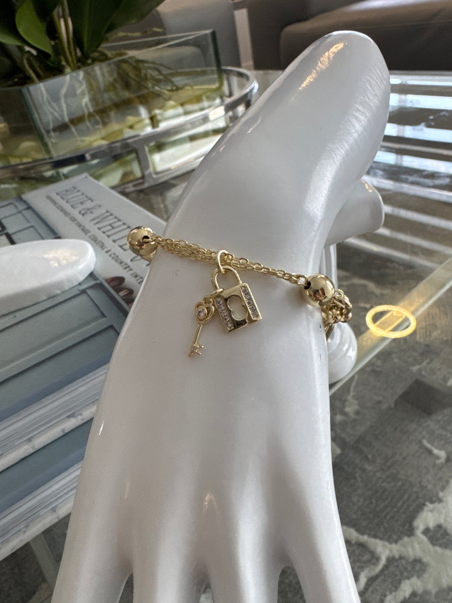 ✨ Set de Joyería en Oro Laminado de 14K – Estilo Candado & Llave ✨
