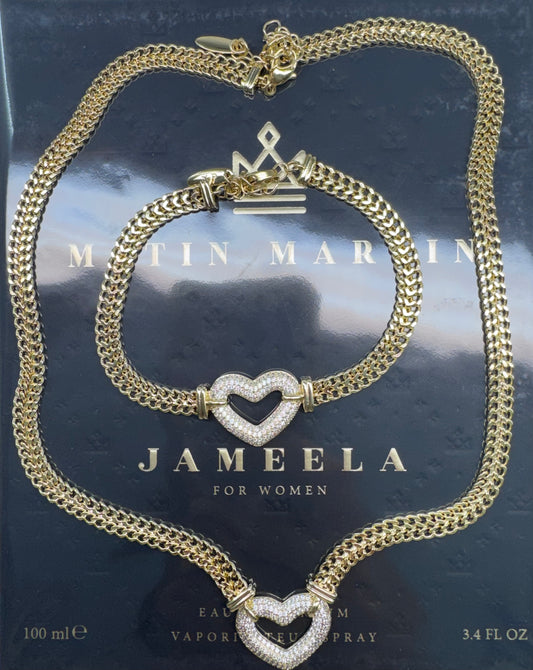 Set Cadena + Pulsera Corazón 14K