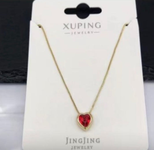 Collar Swarovski Corazón Rojo – Baño en Oro
