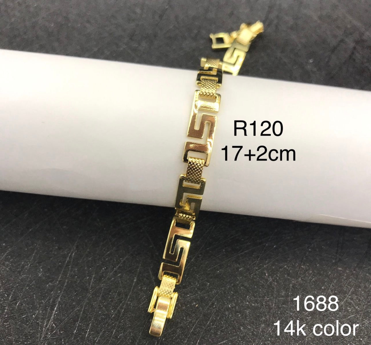 Pulsera Estilo Greca Italiana – Inspiración Fendi – Dorado 14K