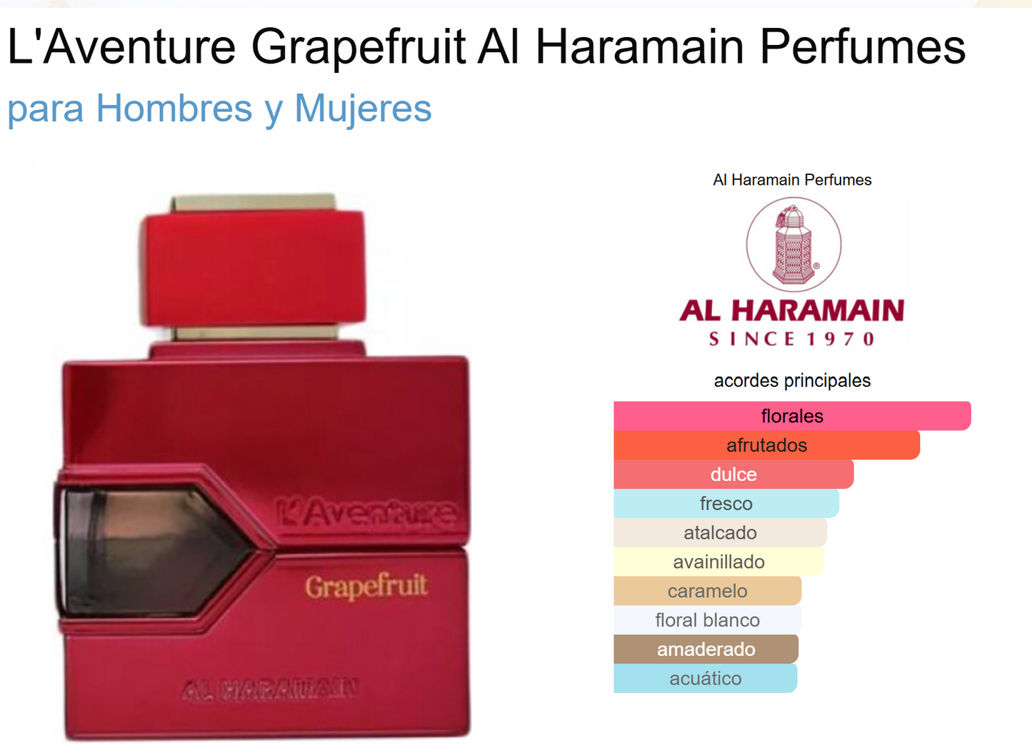 AL HARAMAIN L'AVENTURE GRAPEFRUIT WOMEN EXTRAIT DE PARFUM SP 3.33oz