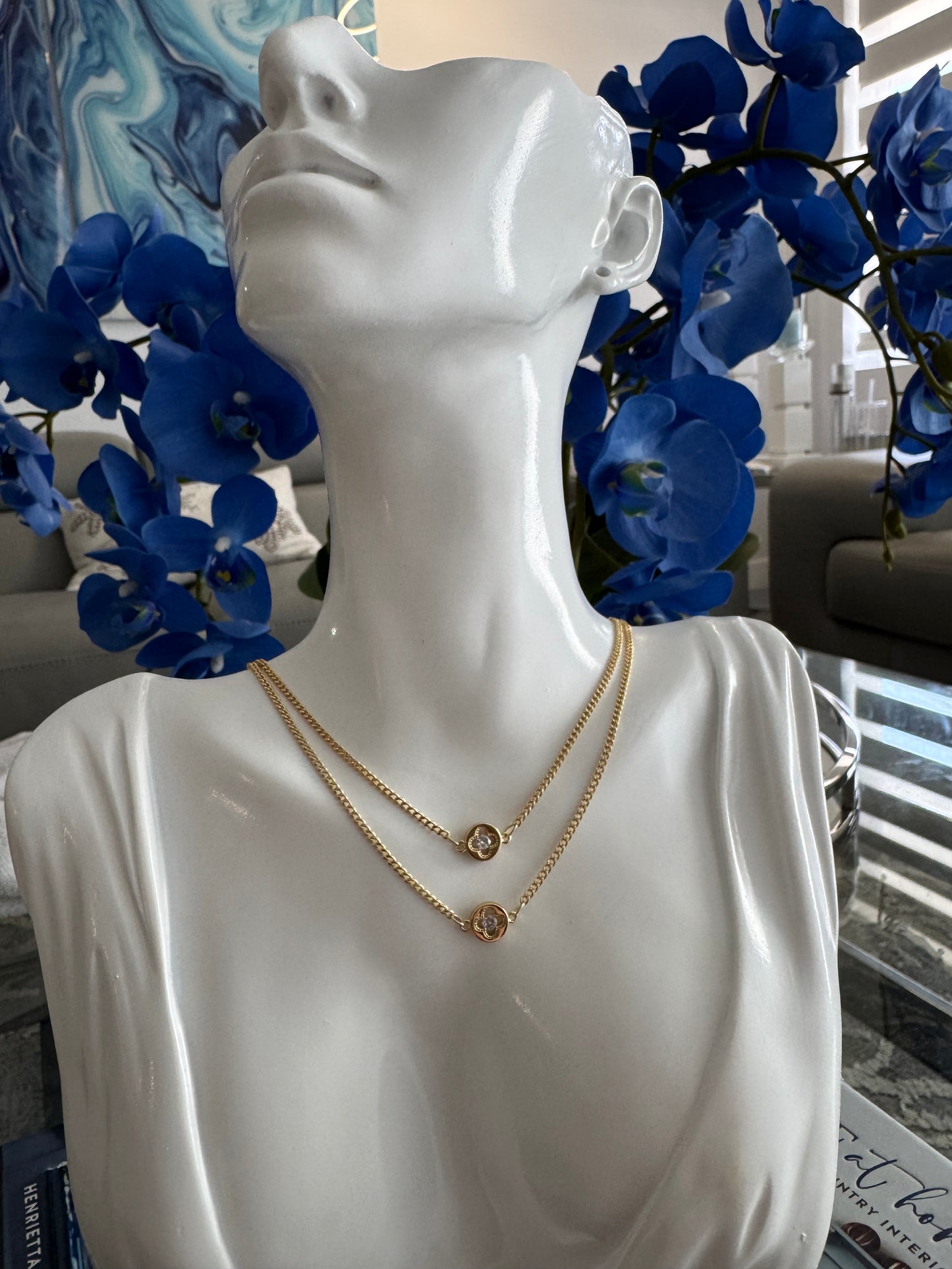 💎✨ Collar Doble en Oro Laminado 14K con Circonias Brillantes ✨💎